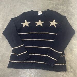 Coldwater Creek Navy Sweater with Star Design XS